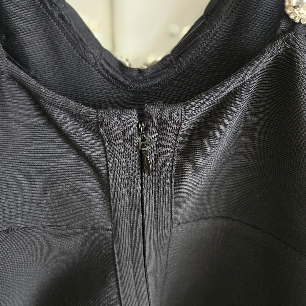Fashion Nova Black Midi Dress with Pearl Accents - Picture 8 of 9